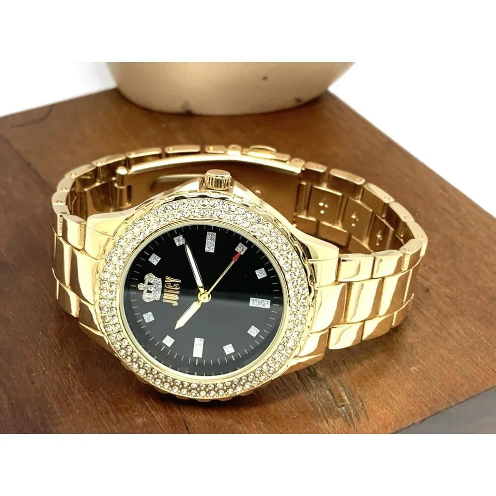 Juicy By Juicy Couture Women's Watch JC/5000 Quartz Black Gold Tone Steel 38mm